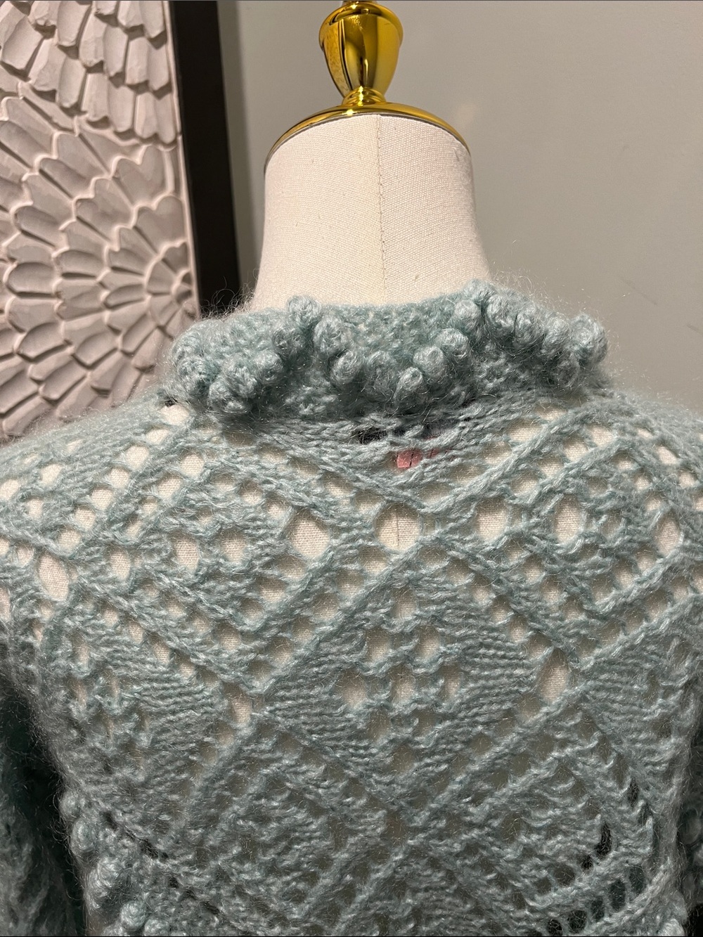 Moda International Mohair Light Blue Bobble Knit Cropped Cardigan - Picture 5 of 6